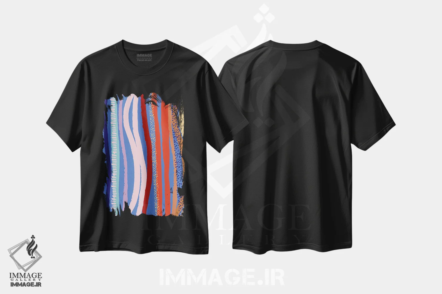 تیشرت مشکی طرح دار روشن و جسور ۵، آبستره اثر جسیکا بروگینک | فروشگاه ایماژ