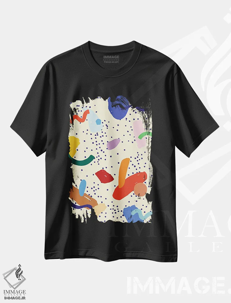 تیشرت مشکی طرح دار روشن و جسور ۶، آبستره اثر جسیکا بروگینک | immage.ir