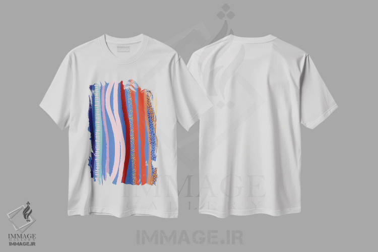 تیشرت سفید طرح دار روشن و جسور ۵، آبستره اثر جسیکا بروگینک | immage.ir