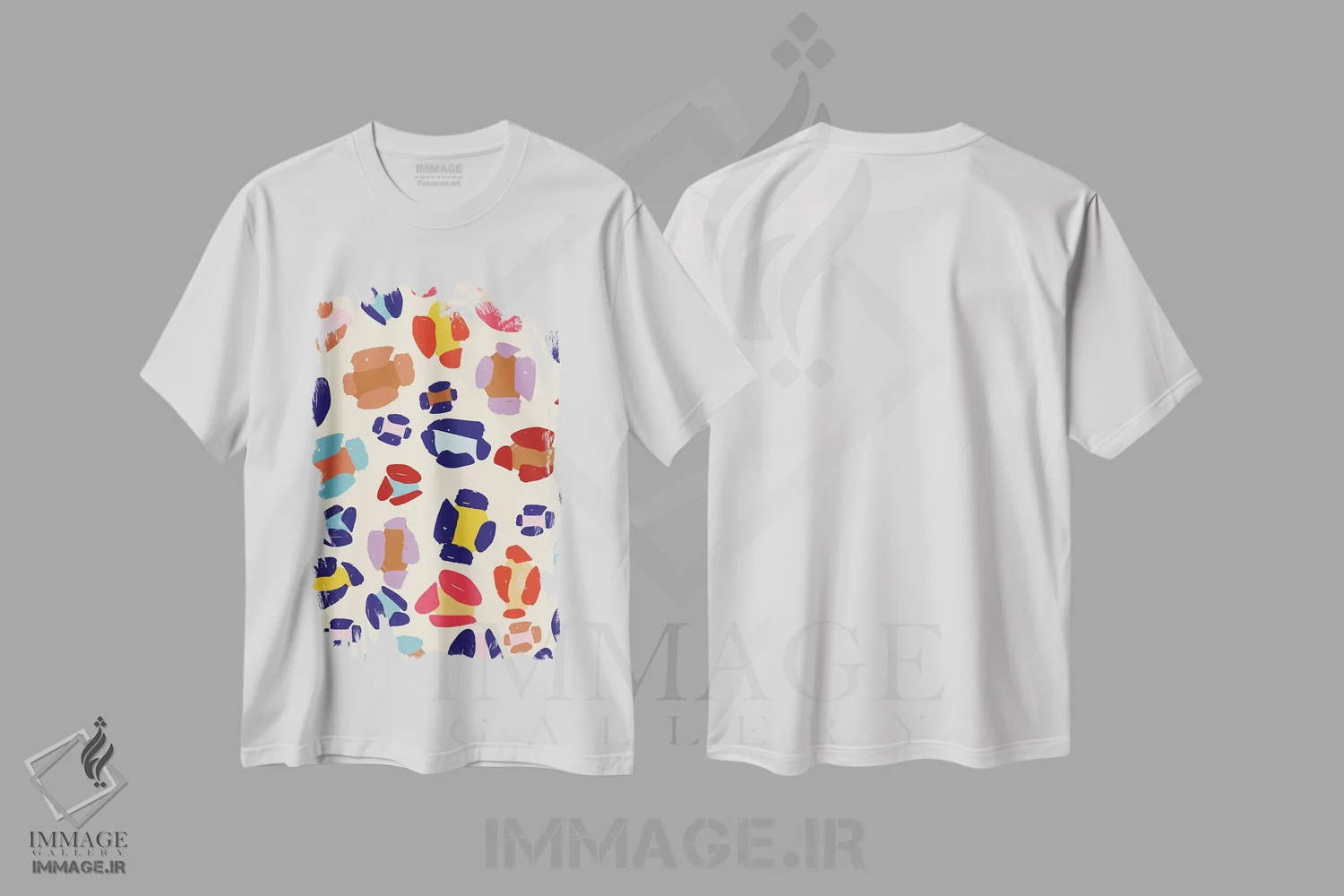 تیشرت سفید طرح دار درخشان و جسورانه هفتم، آبستره اثر جسیکا بروگینک | immage.ir