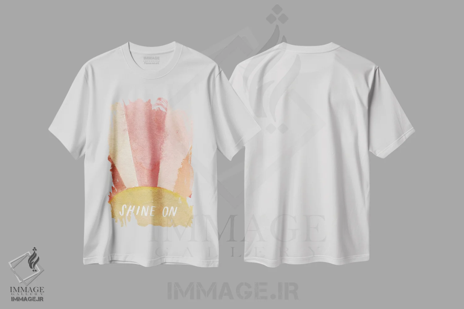 تیشرت سفید طرح دار غروب گرم پنجم، تزئینی اثر جسیکا بروگینک | immage.ir