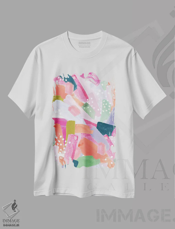 تیشرت سفید طرح دار باغ اولیویا، آبستره اثر جسیکا بروگینک | فروشگاه ایماژ