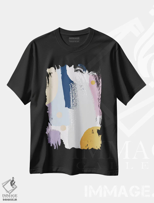 تیشرت مشکی طرح دار انتزاعی اثر جسیکا بروگینک | فروشگاه ایماژ