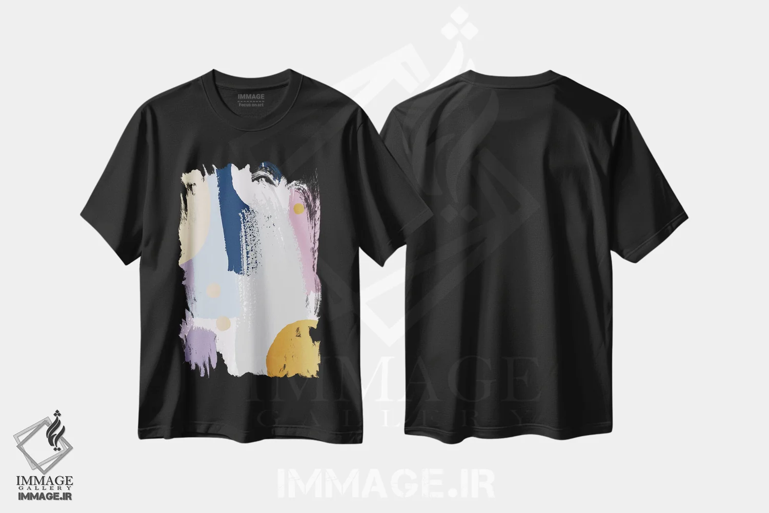 تیشرت مشکی طرح دار انتزاعی اثر جسیکا بروگینک | فروشگاه ایماژ