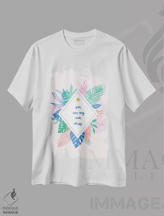 تیشرت سفید طرح دار بهشت استوایی، تزئینی اثر جسیکا بروگینک | فروشگاه ایماژ