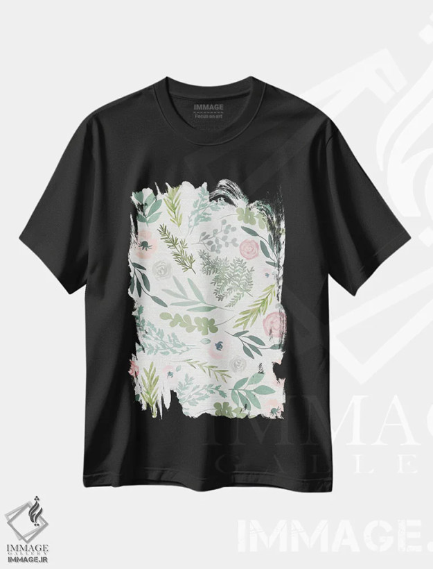 تیشرت مشکی طرح دار باغ مخفی سوم، تزئینی اثر جسیکا بروگینک | فروشگاه ایماژ