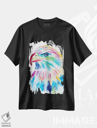 تیشرت مشکی طرح دار عقاب بی پر آبرنگی، مدیوم اثر جنیفر سیلی | فروشگاه ایماژ