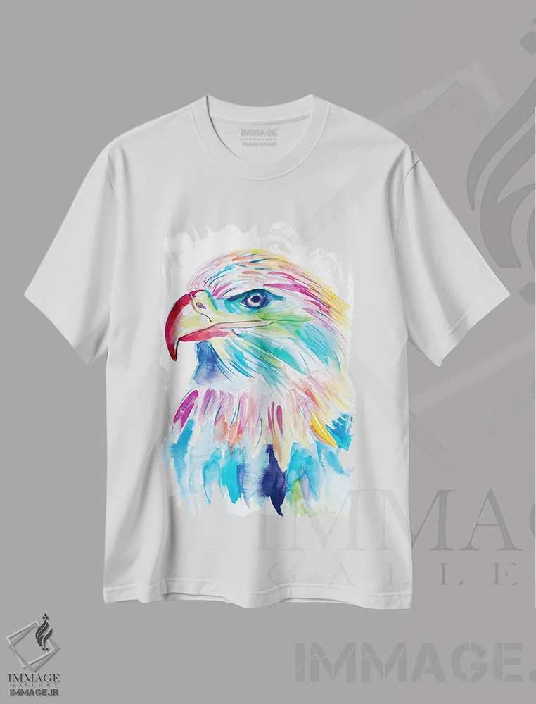 تیشرت سفید طرح دار عقاب بی پر آبرنگی، مدیوم اثر جنیفر سیلی | immage.ir