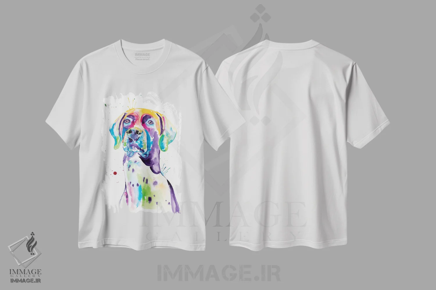 تیشرت سفید طرح دار پوینتر ژرمن موکوتاه آبرنگی، مدیوم اثر جنیفر سیلی | فروشگاه ایماژ