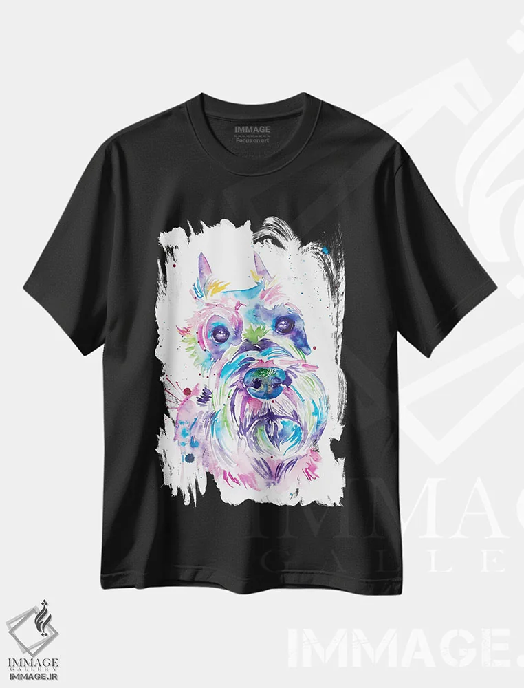 تیشرت مشکی طرح دار شنوزر آبرنگی، مدیوم اثر جنیفر سیلی | immage.ir