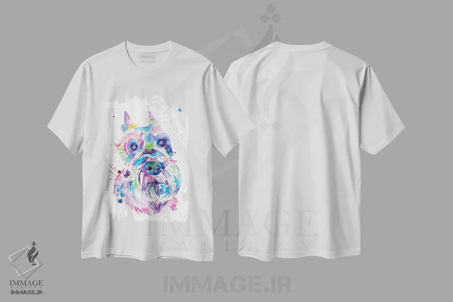 تیشرت سفید طرح دار شنوزر آبرنگی، مدیوم اثر جنیفر سیلی | فروشگاه ایماژ