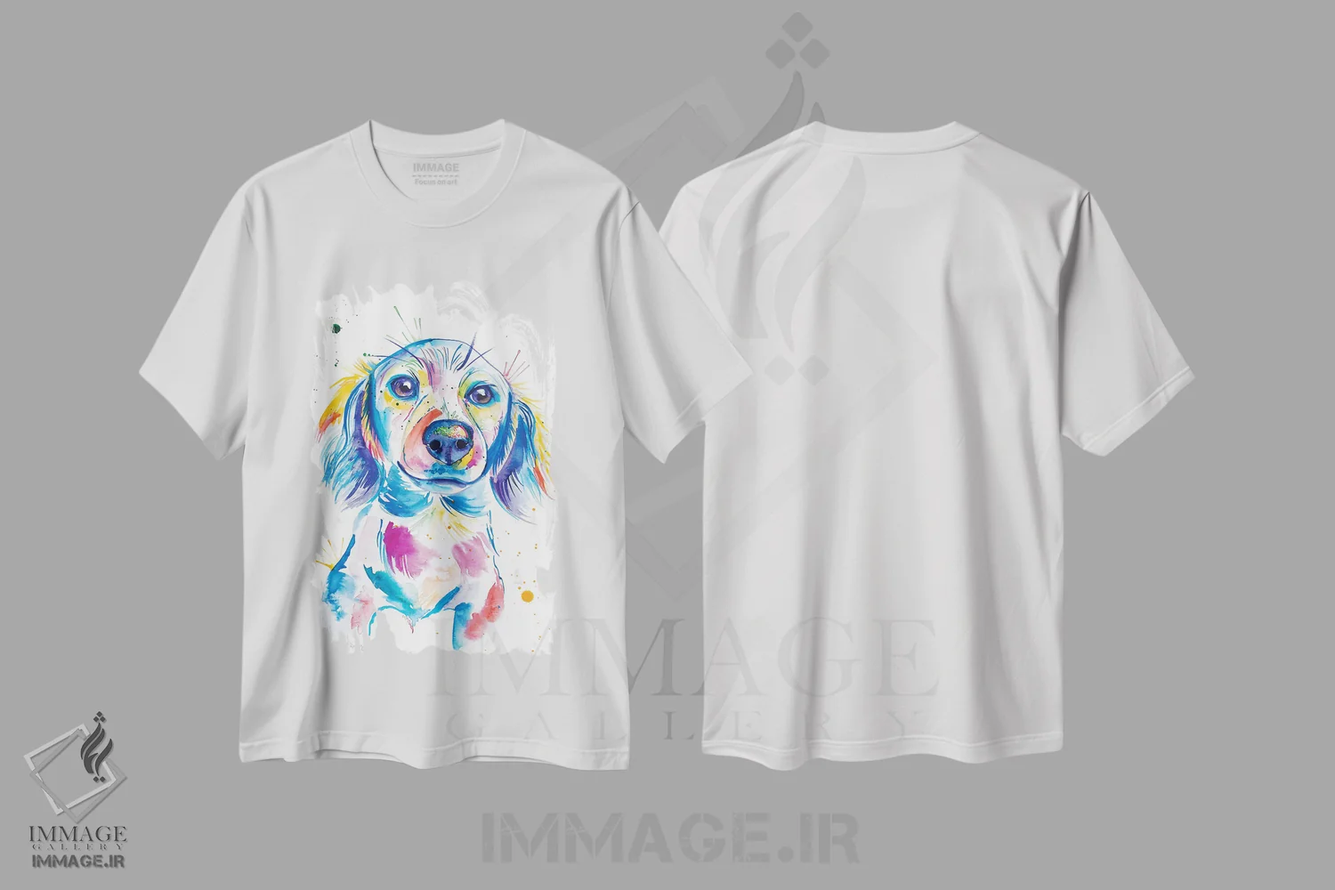 تیشرت سفید طرح دار داشهوند مو بلند آبرنگی، مدیوم اثر جنیفر سیلی | immage.ir