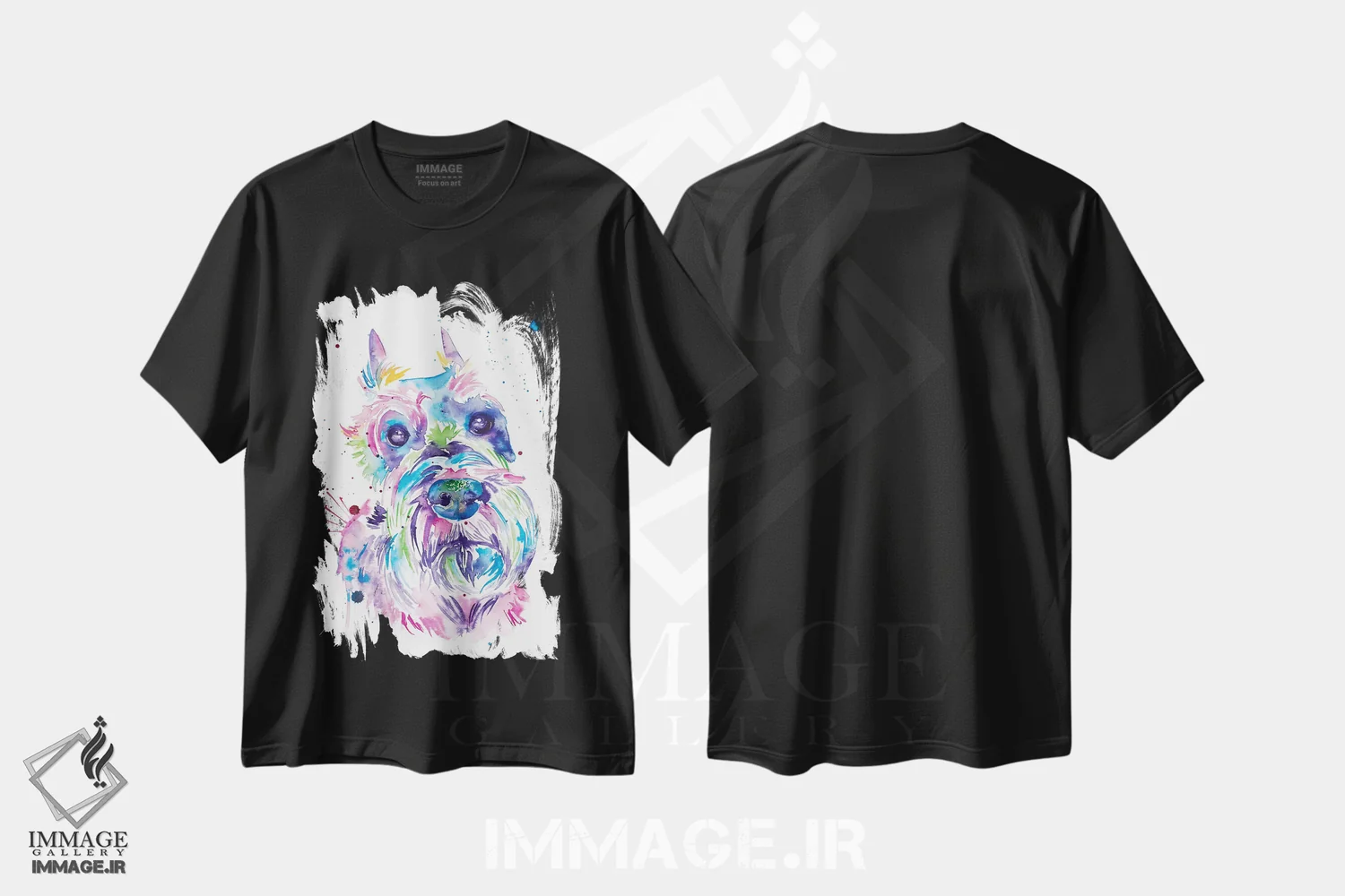 تیشرت مشکی طرح دار شنوزر آبرنگی، مدیوم اثر جنیفر سیلی | immage.ir