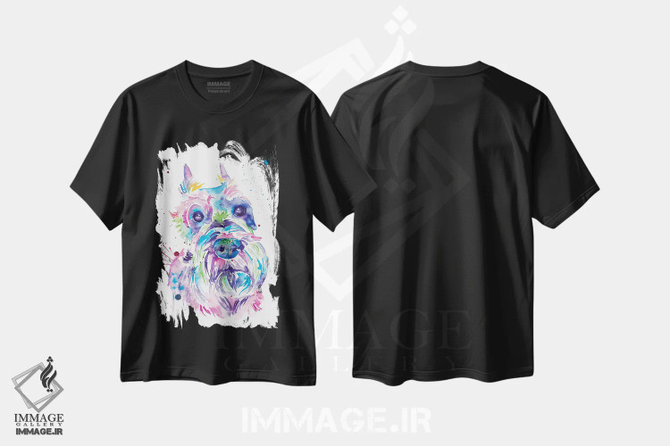 تیشرت مشکی طرح دار شنوزر آبرنگی، مدیوم اثر جنیفر سیلی | immage.ir