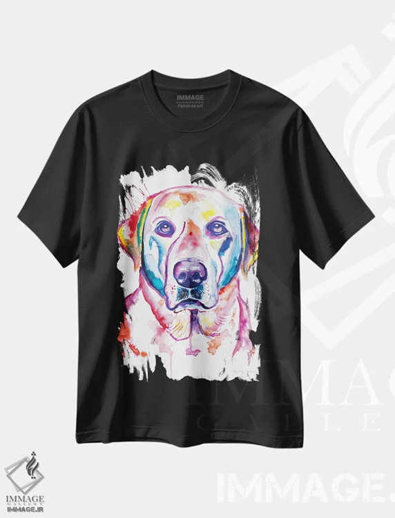 تیشرت مشکی طرح دار لب زرد آبرنگی، مدیوم اثر جنیفر سیلی | فروشگاه ایماژ