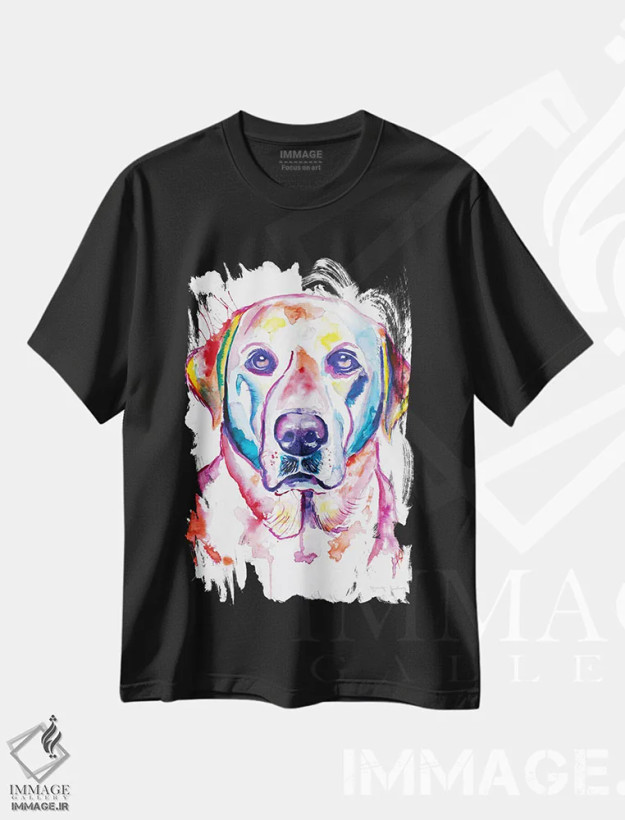 تیشرت مشکی طرح دار لب زرد آبرنگی، مدیوم اثر جنیفر سیلی | فروشگاه ایماژ