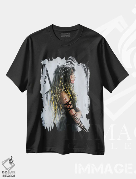 تیشرت مشکی طرح دار حفظ شجاعت، دکوراسیون جایگزین اثر جاستین گِداک | فروشگاه ایماژ