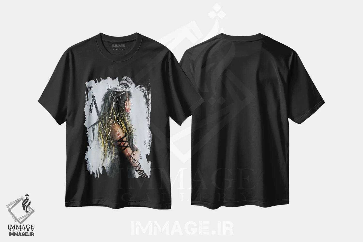 تیشرت مشکی طرح دار حفظ شجاعت، دکوراسیون جایگزین اثر جاستین گِداک | فروشگاه ایماژ