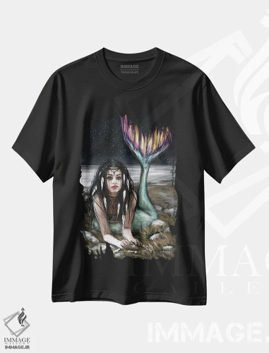 تیشرت مشکی طرح دار پری دریایی نور ستارگان، دکوراسیون جایگزین اثر جاستین گِداک | فروشگاه ایماژ