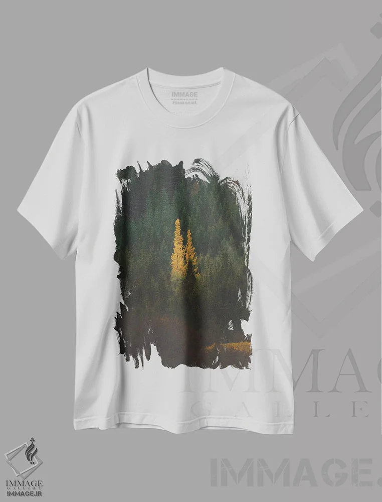 تیشرت سفید طرح دار نخستین نشانه های پاییز ۲، مدیوم اثر جو شاتر | immage.ir