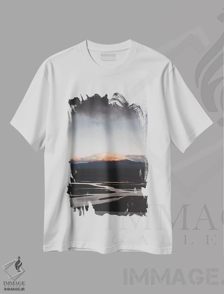 تیشرت سفید طرح دار هکلا هنگام غروب، مدیوم اثر جو شاتر | فروشگاه ایماژ