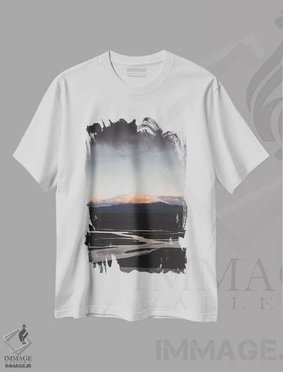 تیشرت سفید طرح دار هکلا هنگام غروب، مدیوم اثر جو شاتر | فروشگاه ایماژ