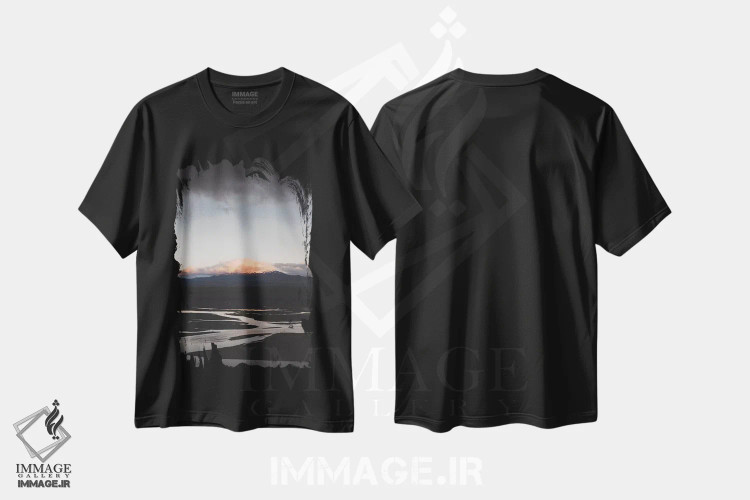 تیشرت مشکی طرح دار هکلا هنگام غروب، مدیوم اثر جو شاتر | immage.ir
