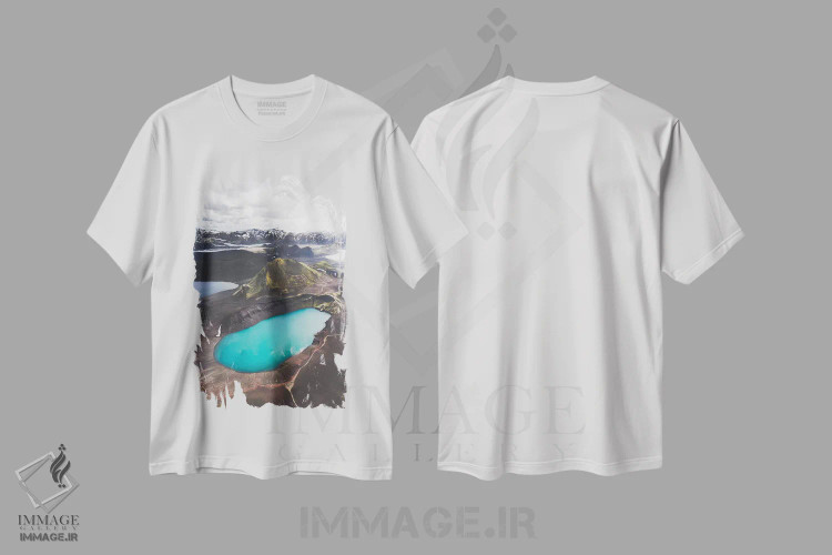 تیشرت سفید طرح دار آبی فلات، مدیوم اثر جو شاتر | immage.ir