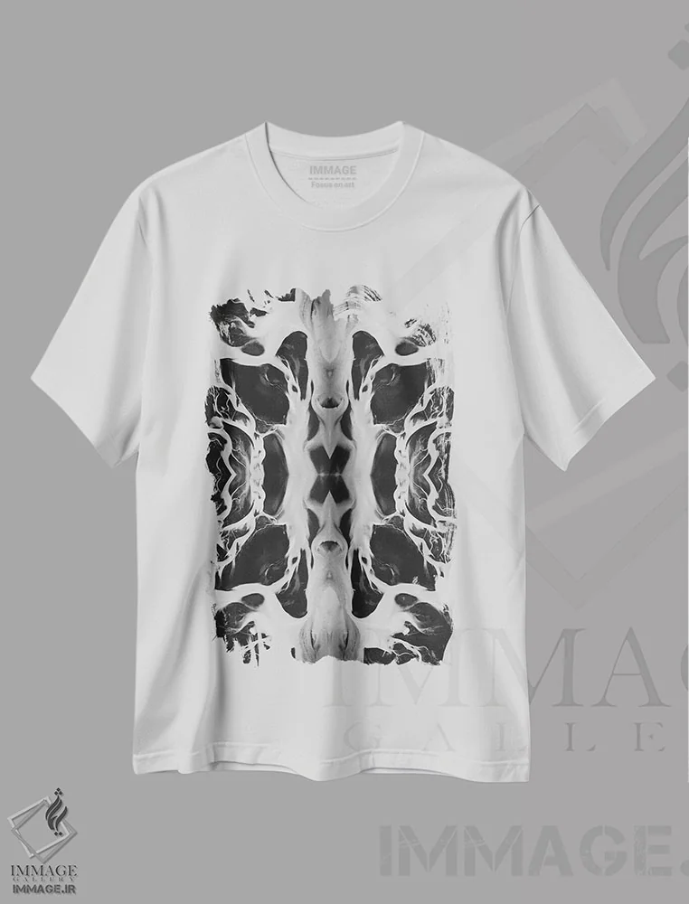 تیشرت سفید طرح دار بازتاب اثر جو شاتر | immage.ir