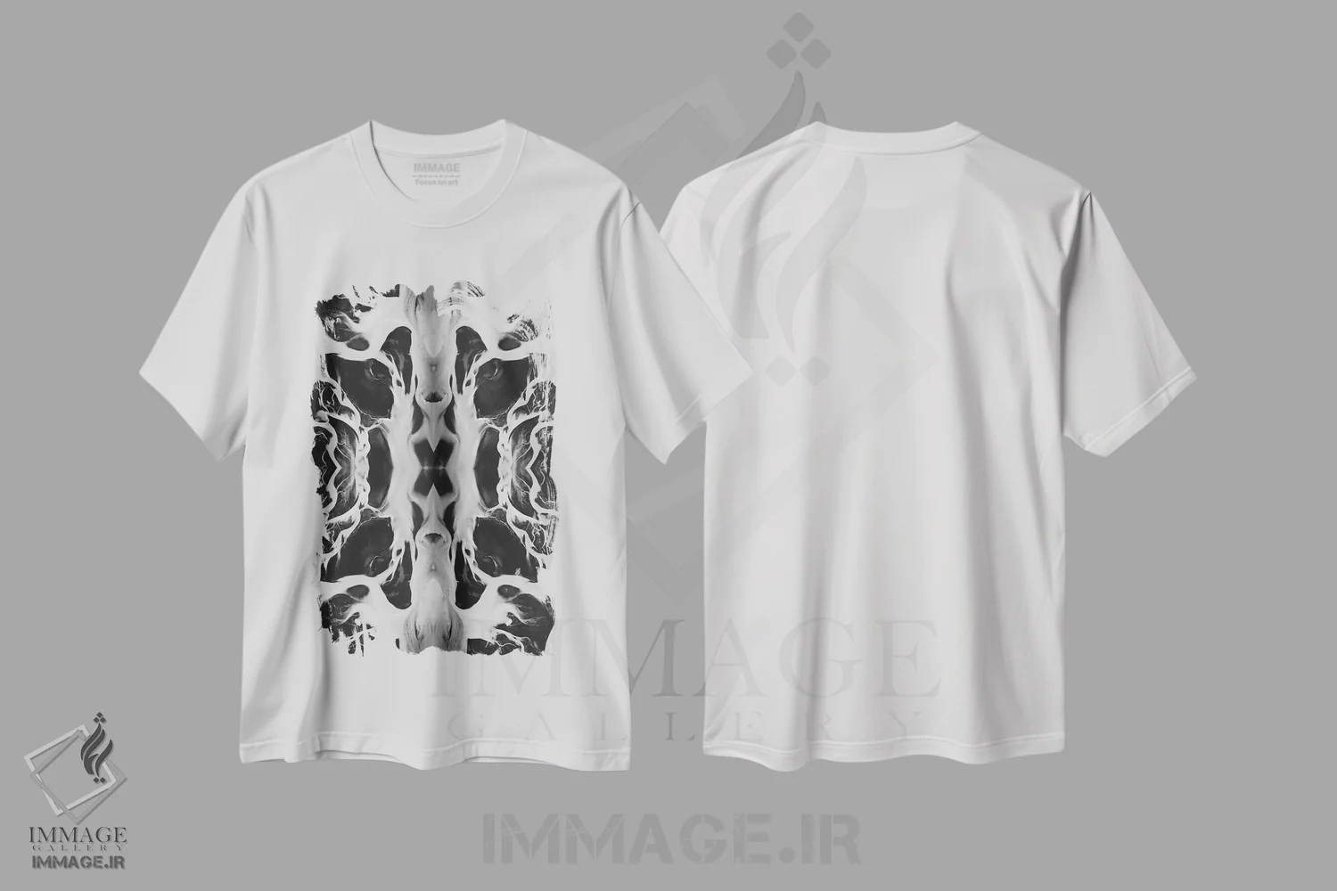 تیشرت سفید طرح دار بازتاب اثر جو شاتر | immage.ir