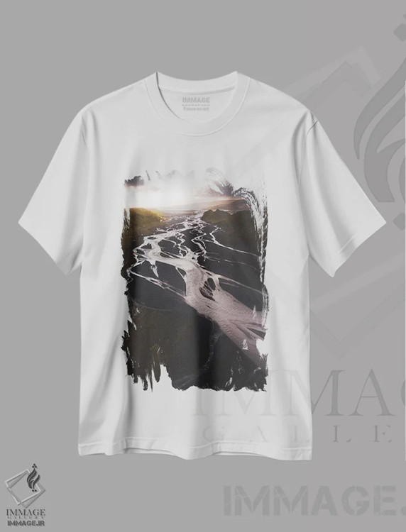 تیشرت سفید طرح دار رودخانه های دره، مدیوم اثر جو شاتر | فروشگاه ایماژ