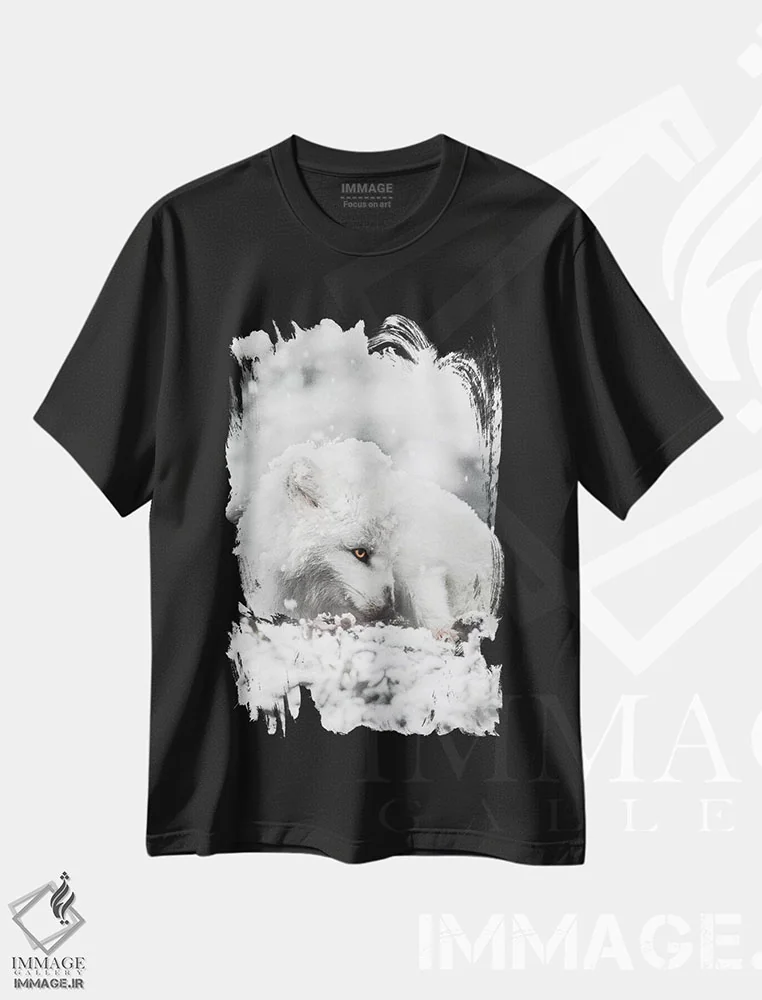 تیشرت مشکی طرح دار تنقل خوردن در برف، مدیوم اثر جو شاتر | فروشگاه ایماژ