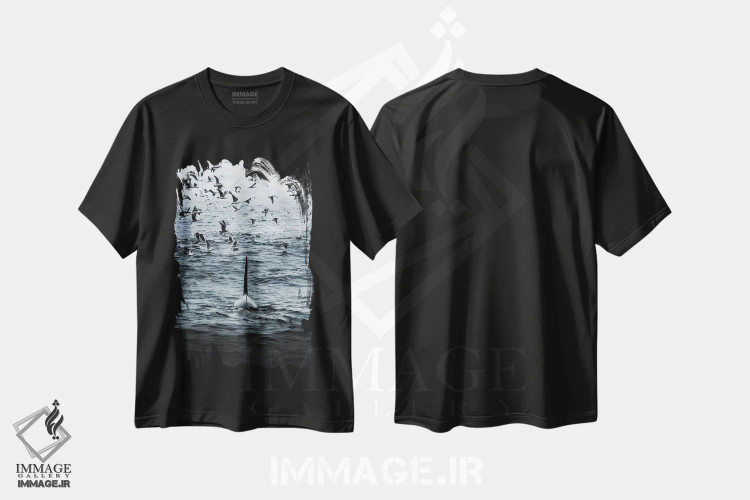 تیشرت مشکی طرح دار سوار طوفان، مدیوم اثر جو شاتر | فروشگاه ایماژ