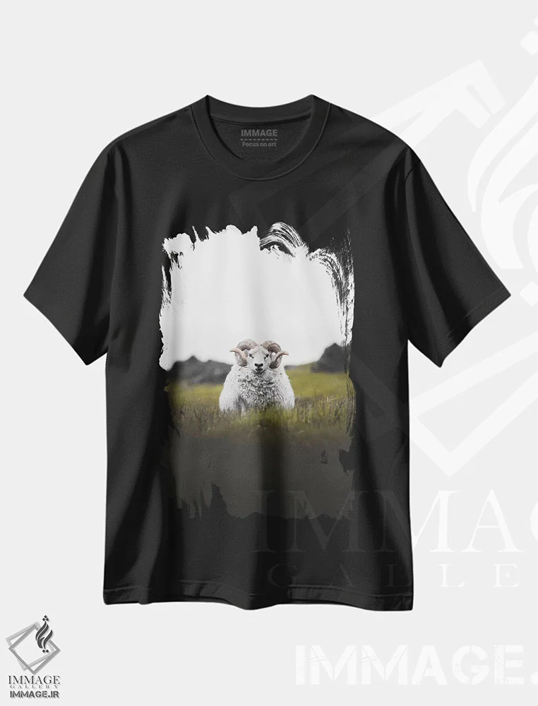 تیشرت مشکی طرح دار خیره نگاه کردن، مدیوم اثر جو شاتر | فروشگاه ایماژ
