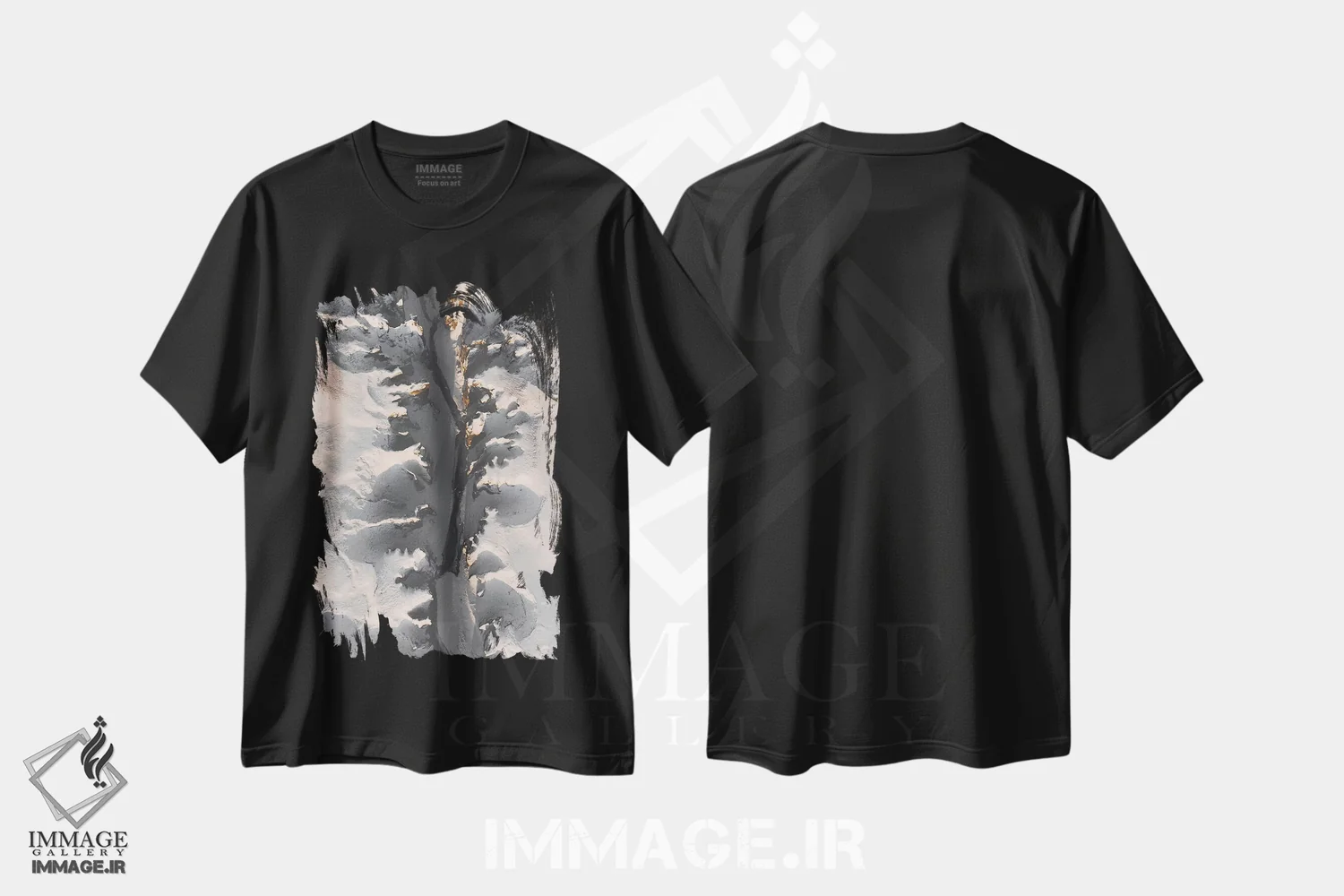 تیشرت مشکی طرح دار عمل آب ۱، مدیوم اثر جو شاتر | immage.ir