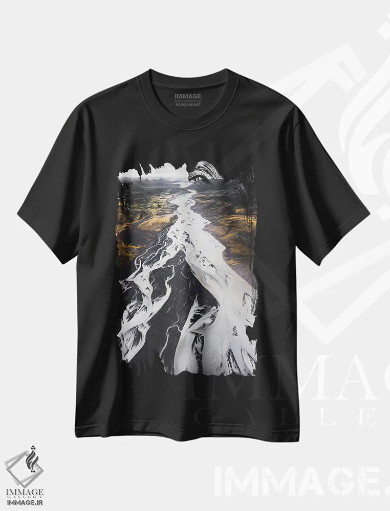 تیشرت مشکی طرح دار رودخانهٔ بزرگ، مدیوم اثر جو شاتر | immage.ir