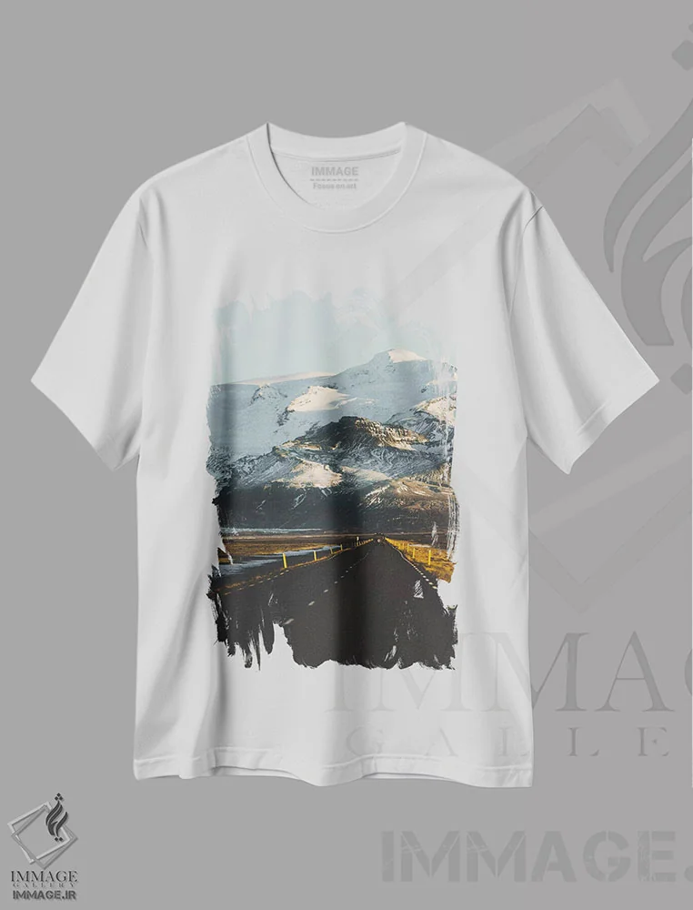تیشرت سفید طرح دار جاده پیش رو، مدیوم اثر جو شاتر | فروشگاه ایماژ