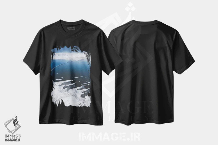 تیشرت مشکی طرح دار جاده به شمال، دکور تعطیلات اثر جو شاتر | فروشگاه ایماژ