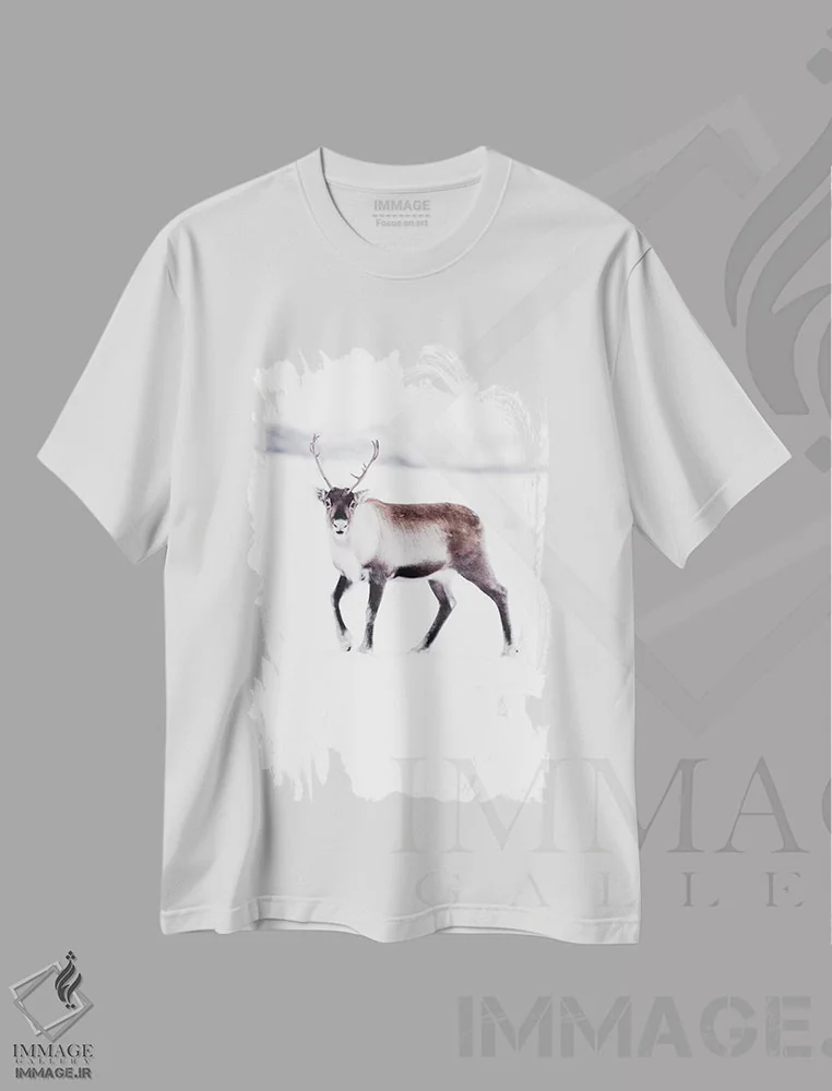 تیشرت سفید طرح دار گوزن شمالی قطبی، دکور تعطیلات اثر جو شاتر | immage.ir