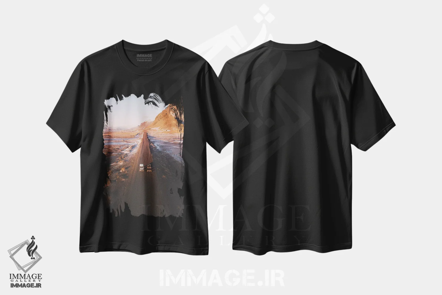 تیشرت مشکی طرح دار دو نفر برای جاده، مدیوم اثر جو شاتر | فروشگاه ایماژ