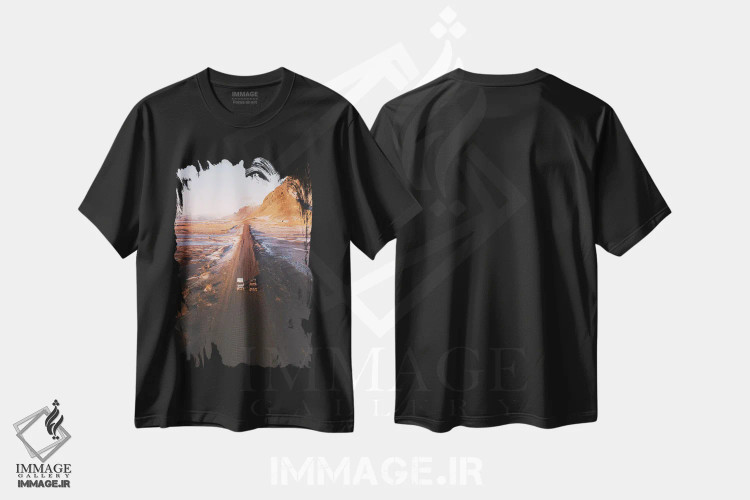 تیشرت مشکی طرح دار دو نفر برای جاده، مدیوم اثر جو شاتر | فروشگاه ایماژ