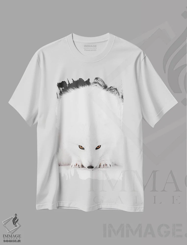 تیشرت سفید طرح دار روباه سفید ۱، دکور تعطیلات اثر جو شاتر | فروشگاه ایماژ
