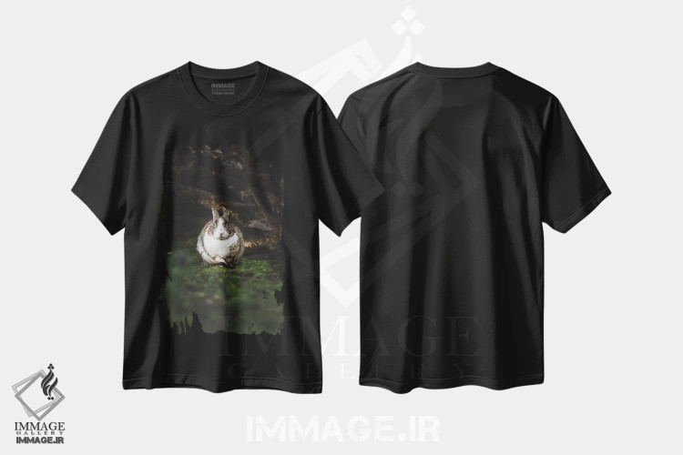 تیشرت مشکی طرح دار خرگوش خیس، مدیوم اثر جو شاتر | فروشگاه ایماژ