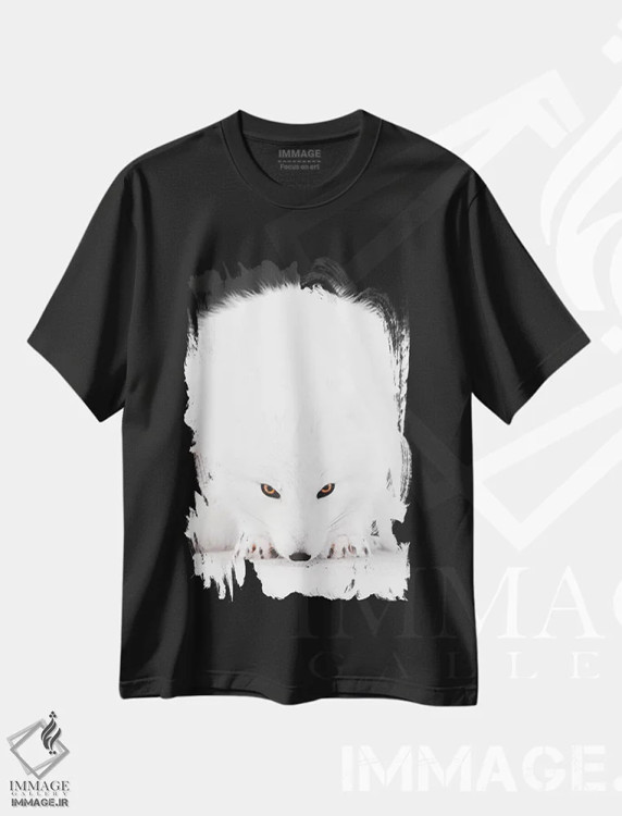 تیشرت مشکی طرح دار روباه سفید ۱، دکور تعطیلات اثر جو شاتر | immage.ir