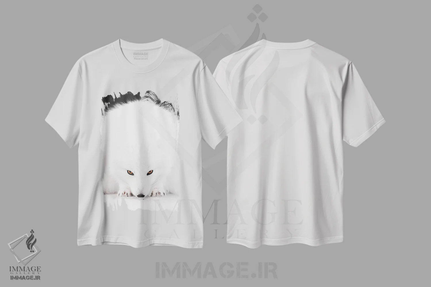 تیشرت سفید طرح دار روباه سفید ۱، دکور تعطیلات اثر جو شاتر | فروشگاه ایماژ