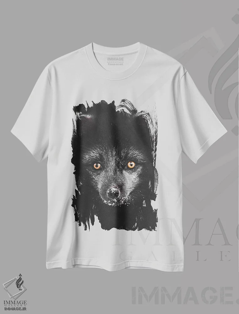 تیشرت سفید طرح دار روباه سیاه، مدیوم اثر جو شاتر | فروشگاه ایماژ