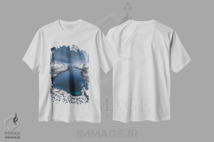 تیشرت سفید طرح دار فیورد زمستانی، دکور تعطیلات اثر جو شاتر | فروشگاه ایماژ