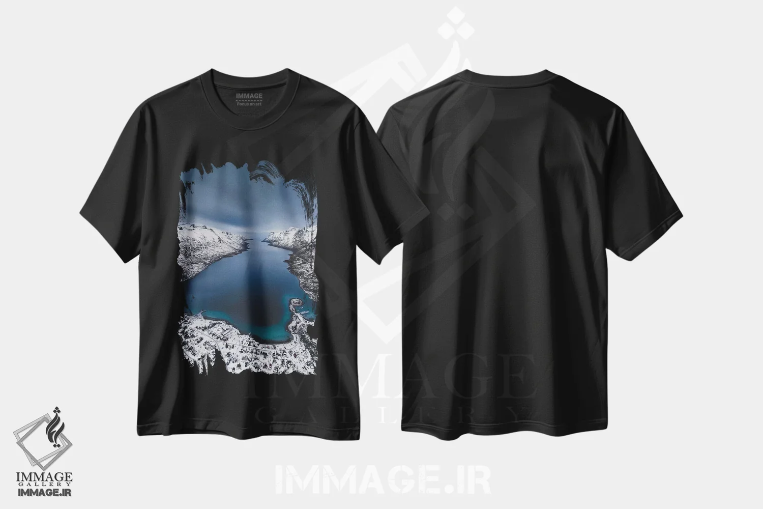 تیشرت مشکی طرح دار فیورد زمستانی، دکور تعطیلات اثر جو شاتر | immage.ir