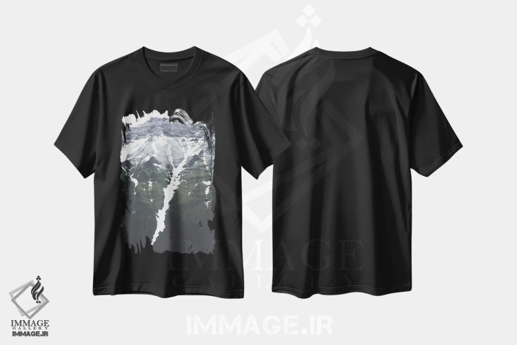 تیشرت مشکی طرح دار برف در حال فرود، دکور تعطیلات اثر جو شاتر | فروشگاه ایماژ