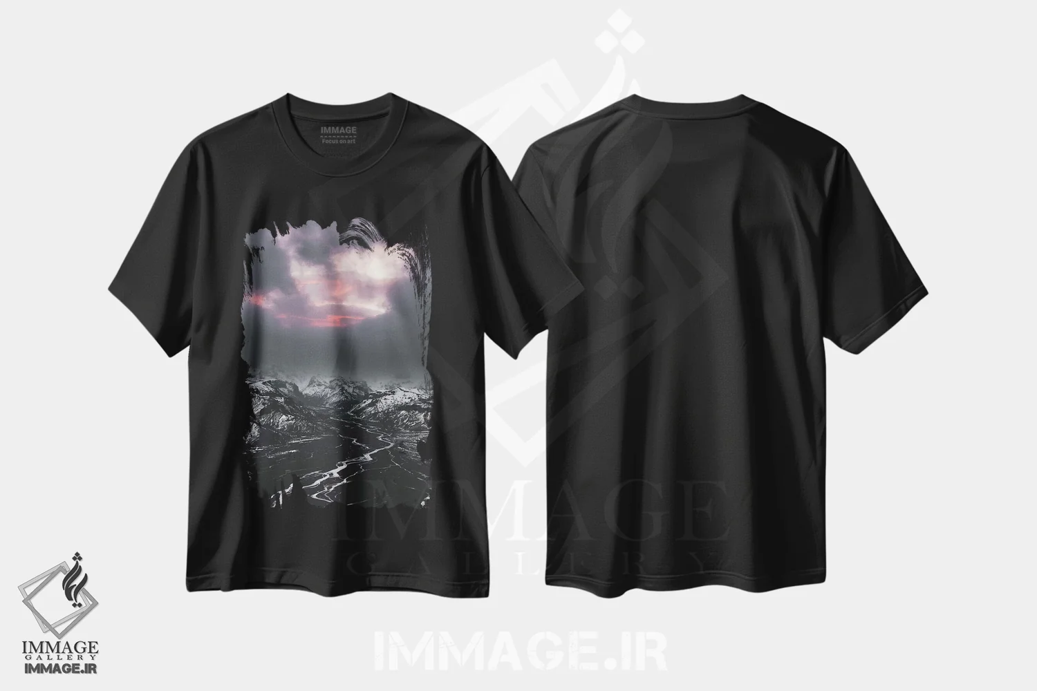 تیشرت مشکی طرح دار نور زمستانی، مدیوم اثر جو شاتر | فروشگاه ایماژ